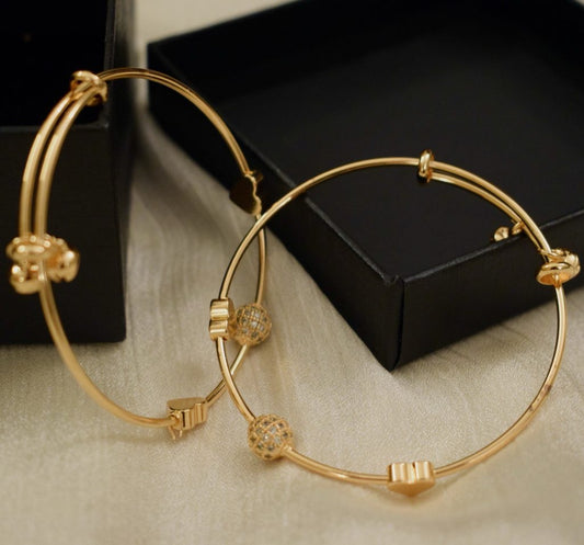 Riva Signature Gold-Plated Adjustable Bangles