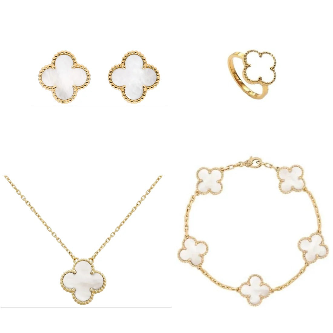 Premium Clover 4-Piece Complete Set (Adjustable Ring)