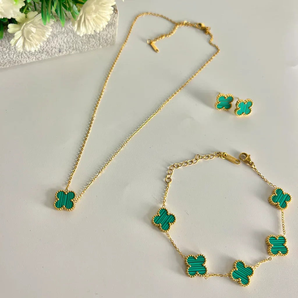 Premium Clover 4-Piece Complete Set (Adjustable Ring)
