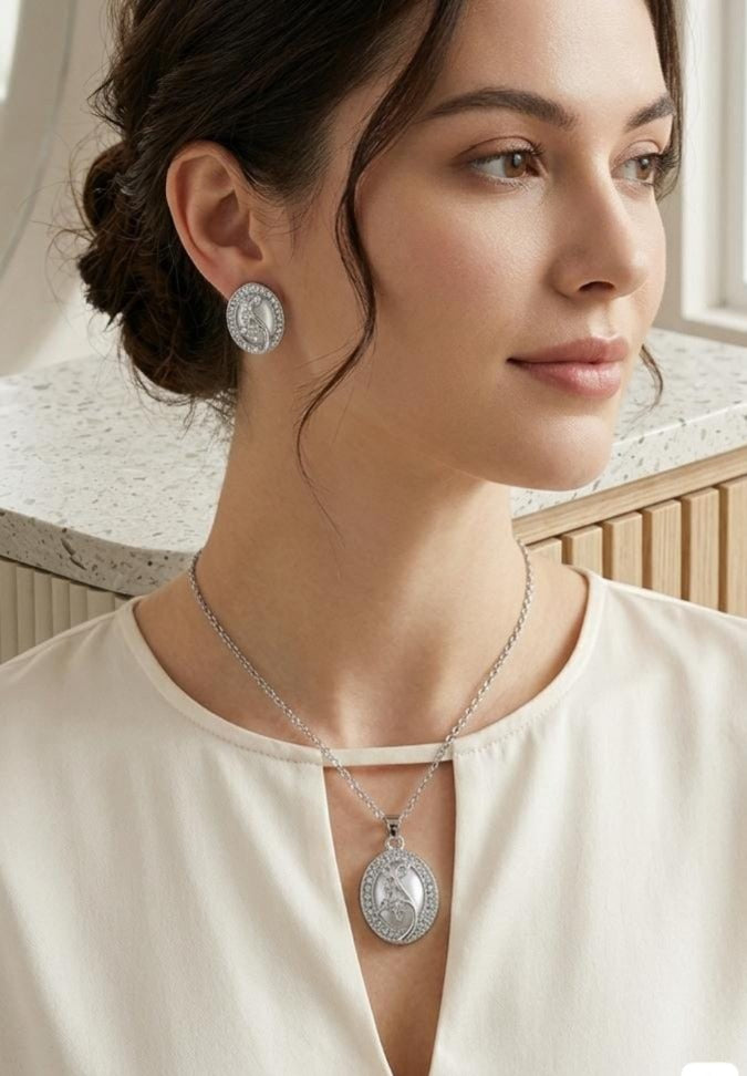 Luxe Crystal Medallion 2-Piece Set (Necklace + Earrings)