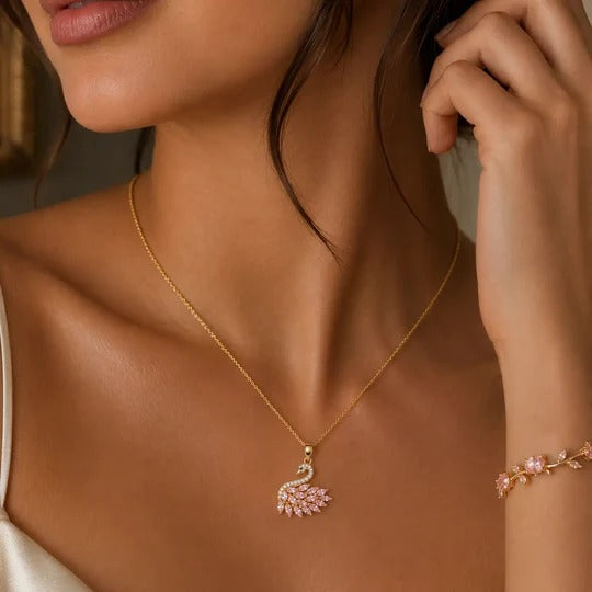 Viral Swan Necklace & Tulip Bracelet Combo