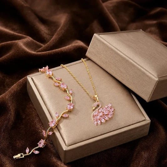Viral Swan Necklace & Tulip Bracelet Combo